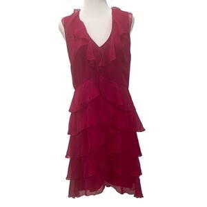 Alice + Olivia Raspberry Felicita Ruffle Silk Dress Size10 New With Tags